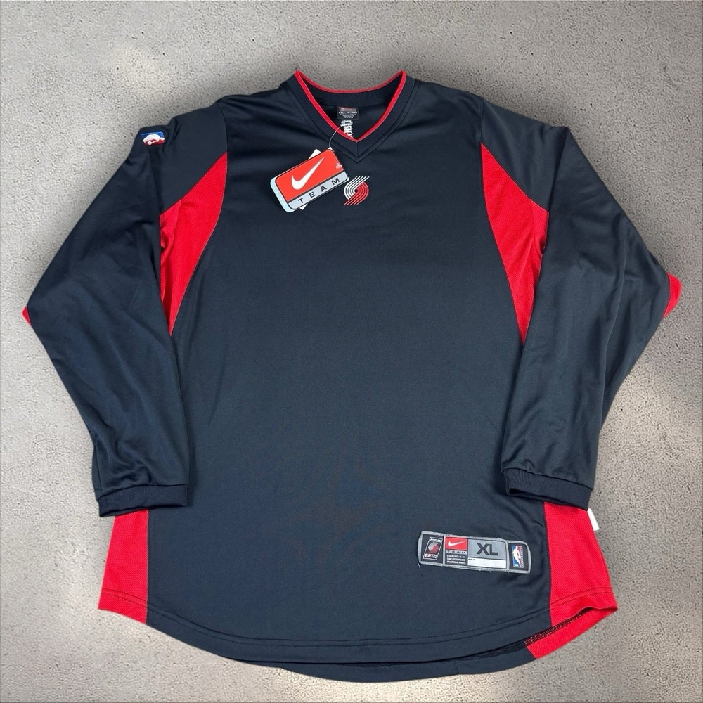 NOS Nike Portland Trail Blazers Shirt XL Warm Up Shooting Jersey NBA Long Sleeve